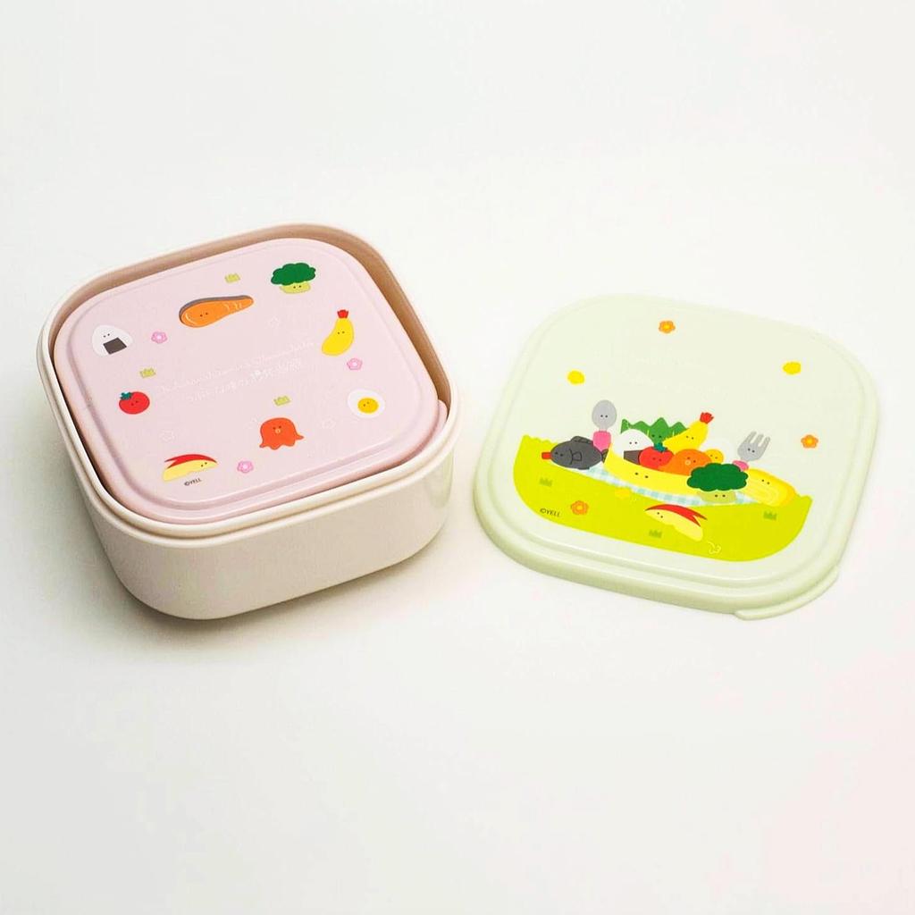 OSK Round Eye Lunch Microwave Nesting Suitable for Small Box, 2-Piece Set, Green, 360ml/550ml Capacity, Safe, Design, Antibacterial, Desserts, Fruits,