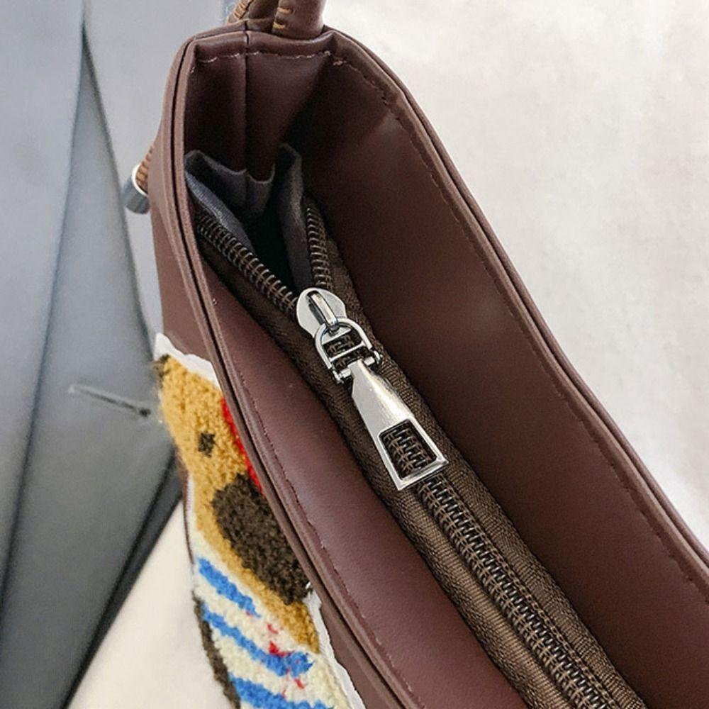 Towel Dachshund Puppy Underarm Bag Solid Color Embroidery Shoulder Bag Creative   Women