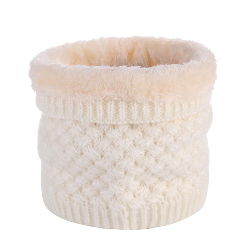 Winter Solid Color Velvet Neck Cover Female Cycling Knitted Wool Cover Neck Thickened Scarf Warm Scarf Autumn and Winter Windproof