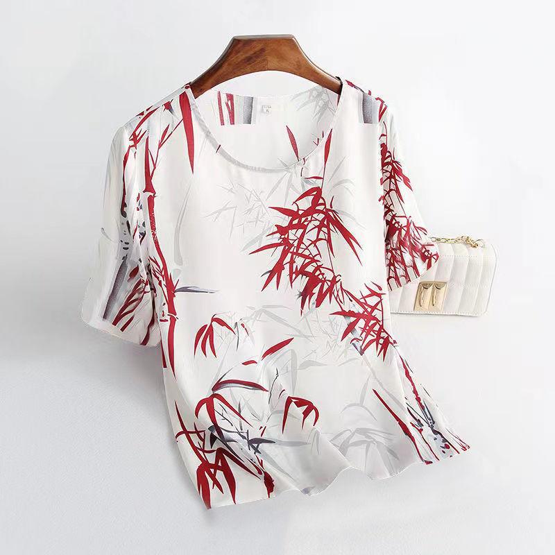 

Летняя мода с коротким рукавом, женская футболка с круглым вырезом, свободный женский топ большого размера 4XL красный