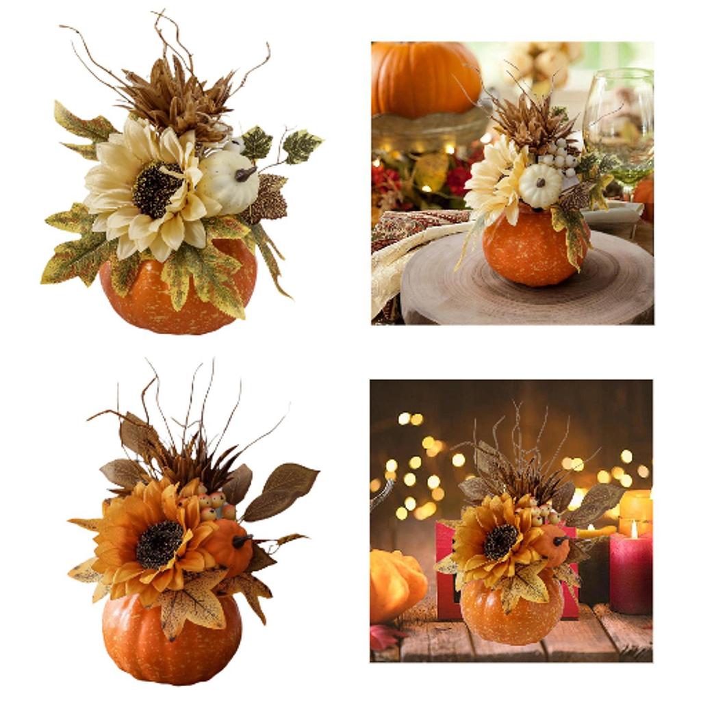 Artificial Pumpkin Flower Photography Props Floral Arrangement Fall Ornament for