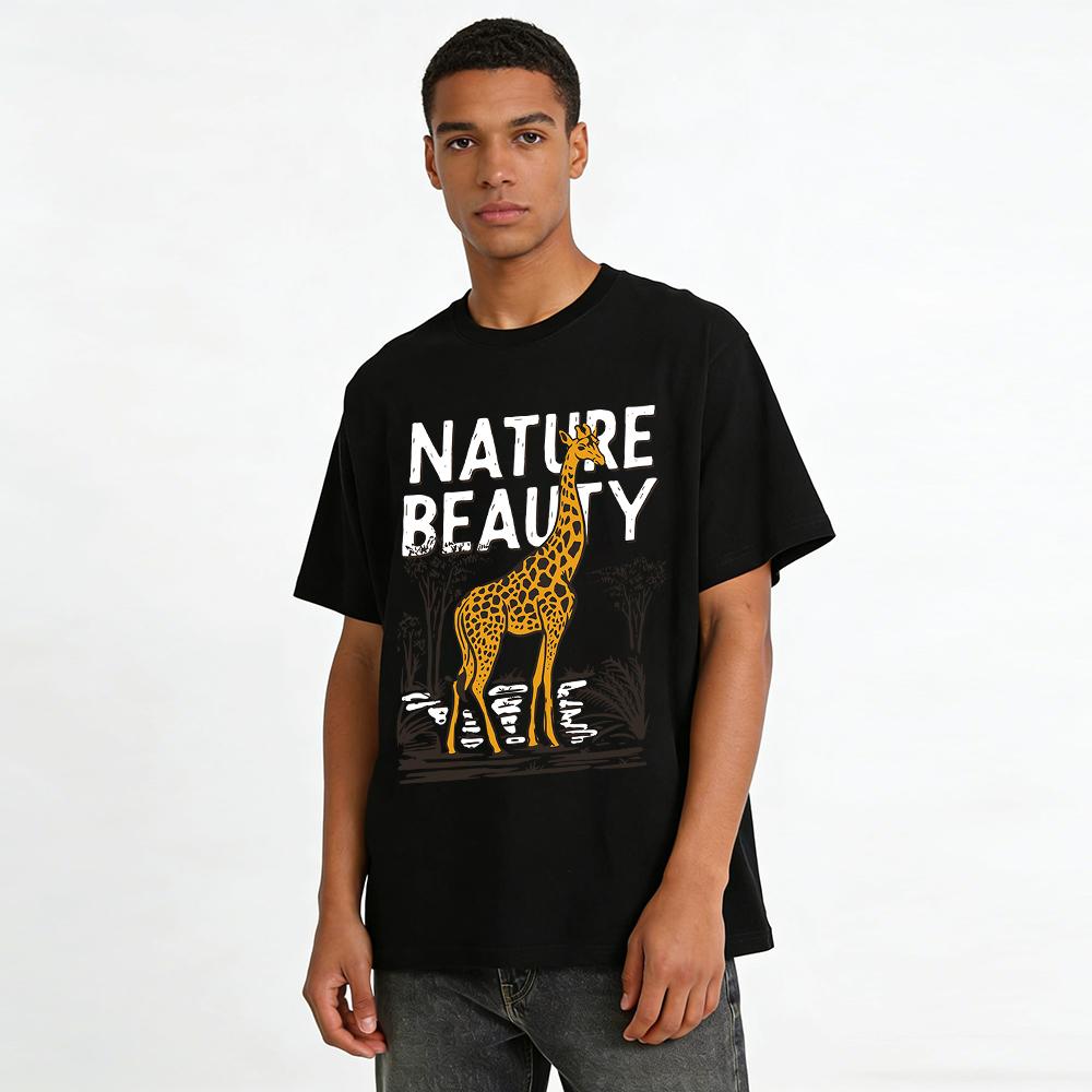 Vintage Giraffe Nature Beauty Graphic Casual T-Shirt Pure cotton T-shirt