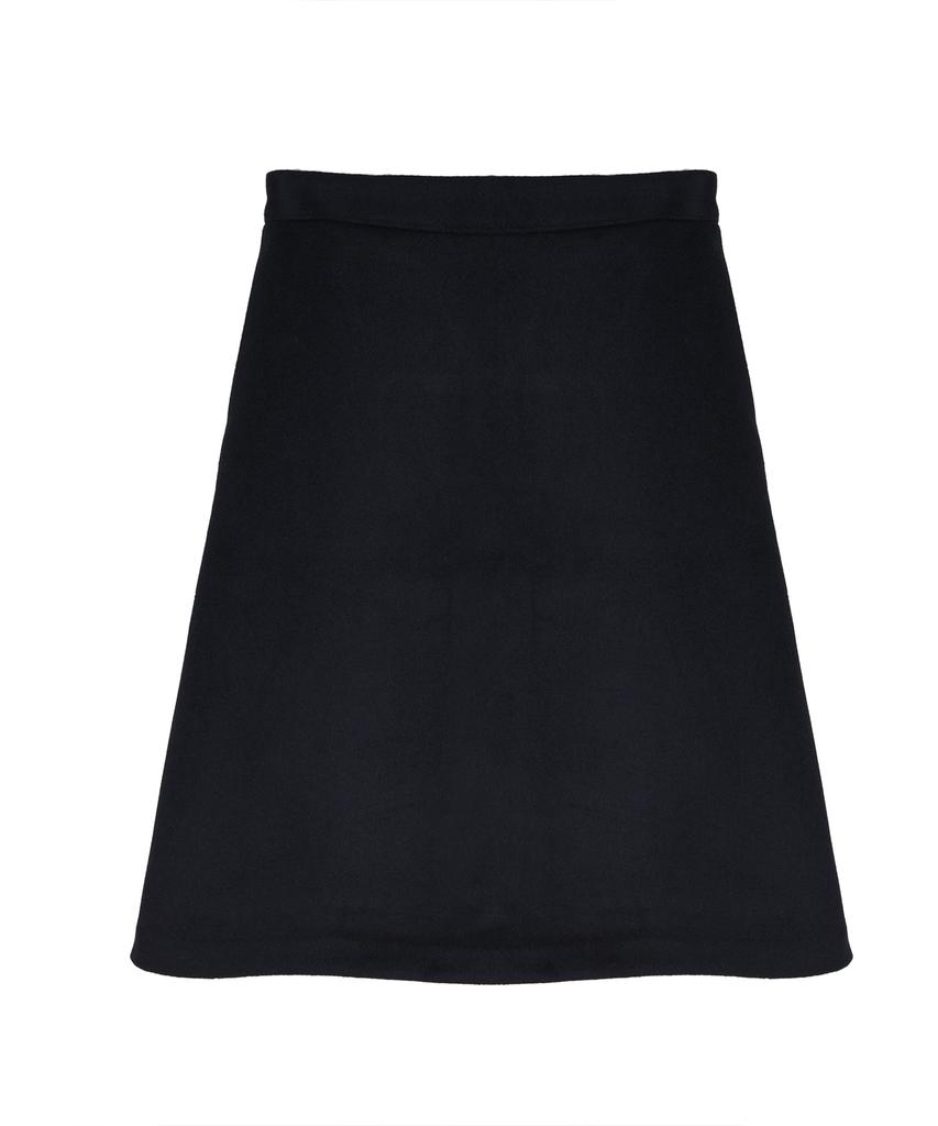 THE-ABON Women'S Classic Wool Midi Skirt Black