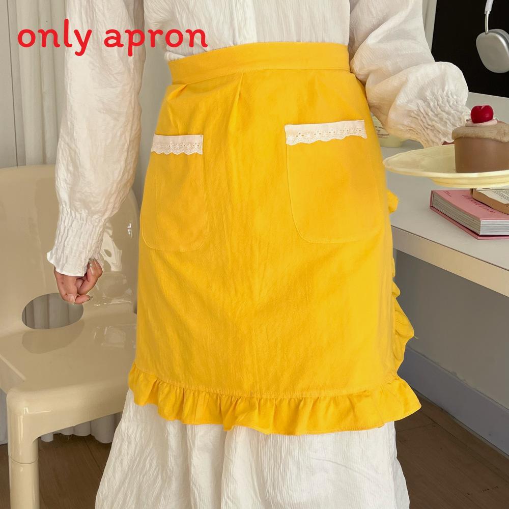 Tablier en Coton Imperméable avec Dentelle Design Mi-long pour la Cuisine Maison et l'Usage en Cuisine