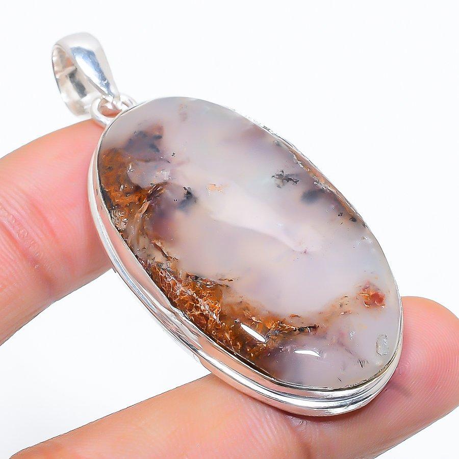 Natural Boulder Opal Gemstone Handmade 925 Sterling Silver Pendant 2.09" m7d34