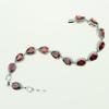 Water Drop Red Garnet CZ 925 Silver Jewelry Length 21cm Link Chain Bracelet for Women Free Gift Box