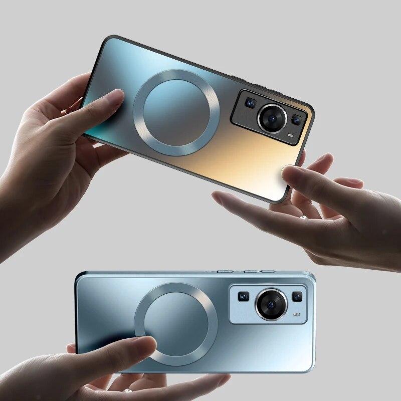 Funda Rígida de Silicona Mate AG para Huawei P60 P50 P40 P30 Pro P40pro Protectora Completa Esmerilada para Teléfono con Carga Inalámbrica Magnética