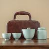 Enterprise Ru Kiln Travel Tea Set, One Pot and Two Cups, Business Gifts, Light Luxury and Portable