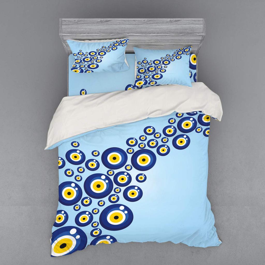 Evil Eyes Duvet Cover Sets For Teens Adults Exotic Bohemian Quilt Covers Bedroom Decor 2 Pillowcases 1 Duvet Cover No Comforter