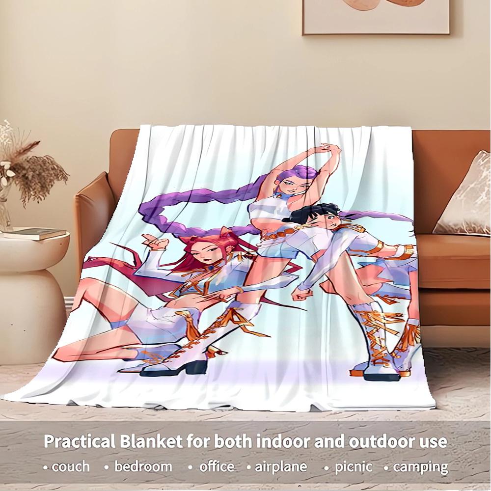 Gruppo di Ragazze Anime K-POP Coperta Morbida Calda delle Quattro Stagioni Copriletto Spesso a Maglia in Poliestere per Tutte le Stagioni per Letto, Campeggio, Viaggio Regalo Perfetto