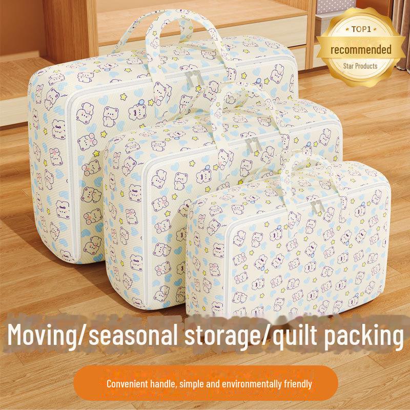 

Нетканая дорожная сумка с изображением медведя из мультфильма для хранения одежды и одеял Moving Bag Large Size 50*30*25