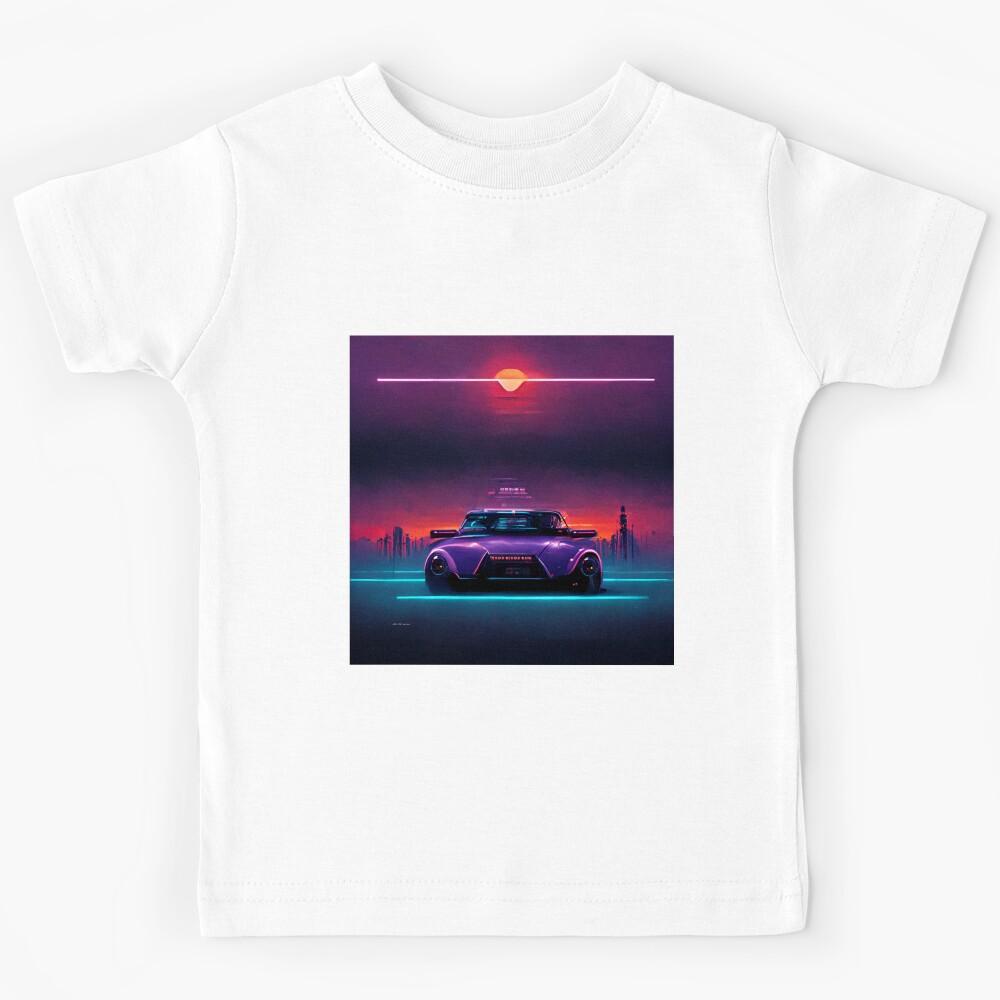 Vaporwave Car Overlooking A Blade Runner City Kids T-Shirt 150