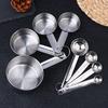 4/6/8Pcs Set Stainless Steel Measuring Spoon Cup With Scale Measuring Ruler Egg Beater Spoon Outdoor Tableware