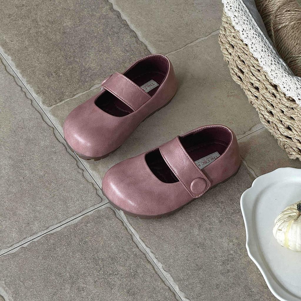 XSHX Korean children's small leather shoes wide spread toe neutral style autumn new boys and girls simple retro Velcro rubber