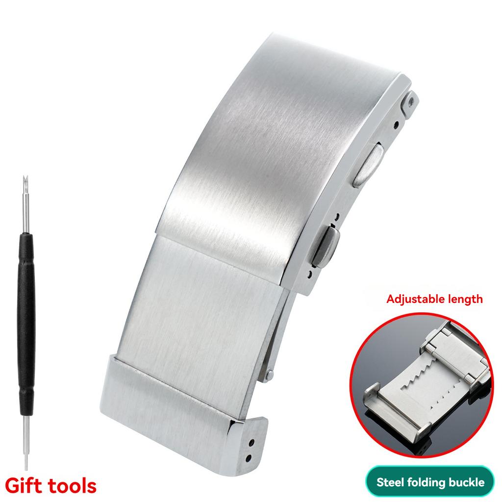 For Mido Leader M026 Silicon Strap Stainless Steel Folding Buckle Fine Adjustment Pulling Tooth Extension Buckle Clasp 20mm