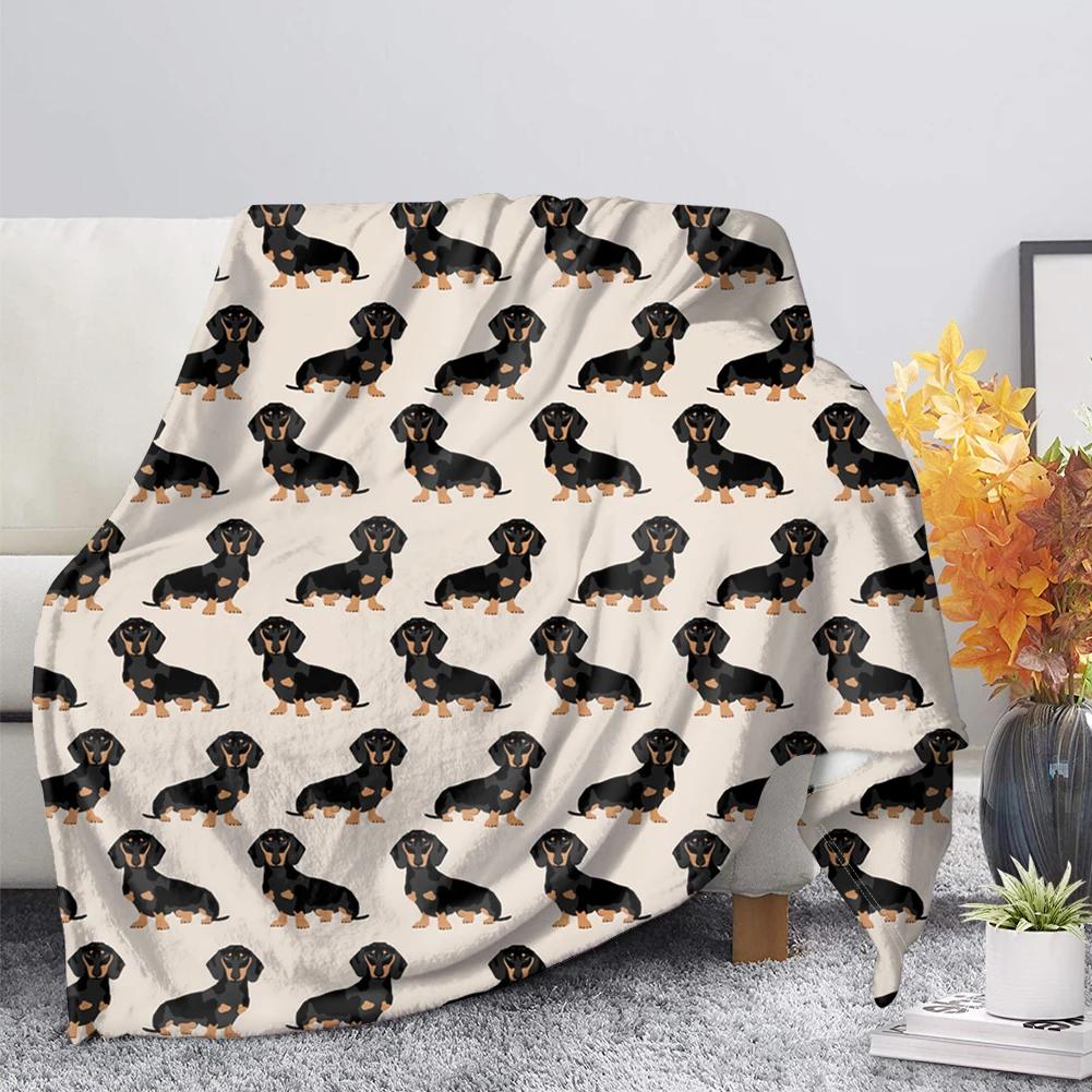 Dachshund Blanket Fluffy Soft Warm Sausage Dog Throw Blankets for Bed Sofa Lightweight Plush Sheet Bedspread Flannel Cozy Cover