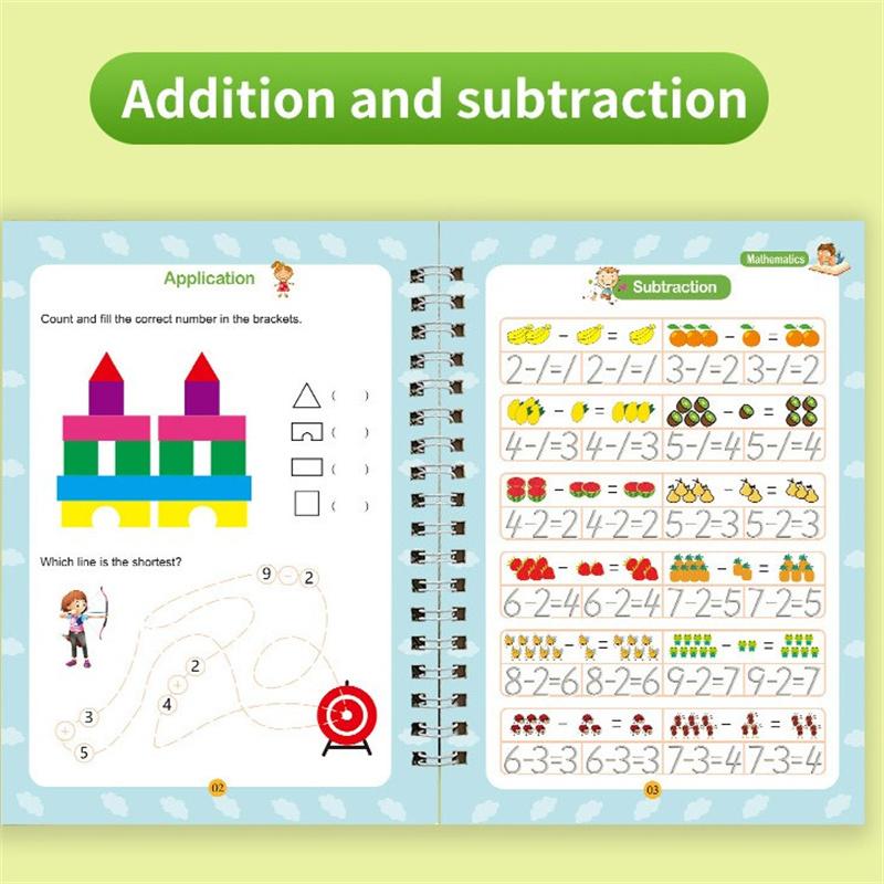 Grooves Writing Practice For Children Handwriting Practice Copybook Set,Reusable Practice Book For Preschool Age 3-5