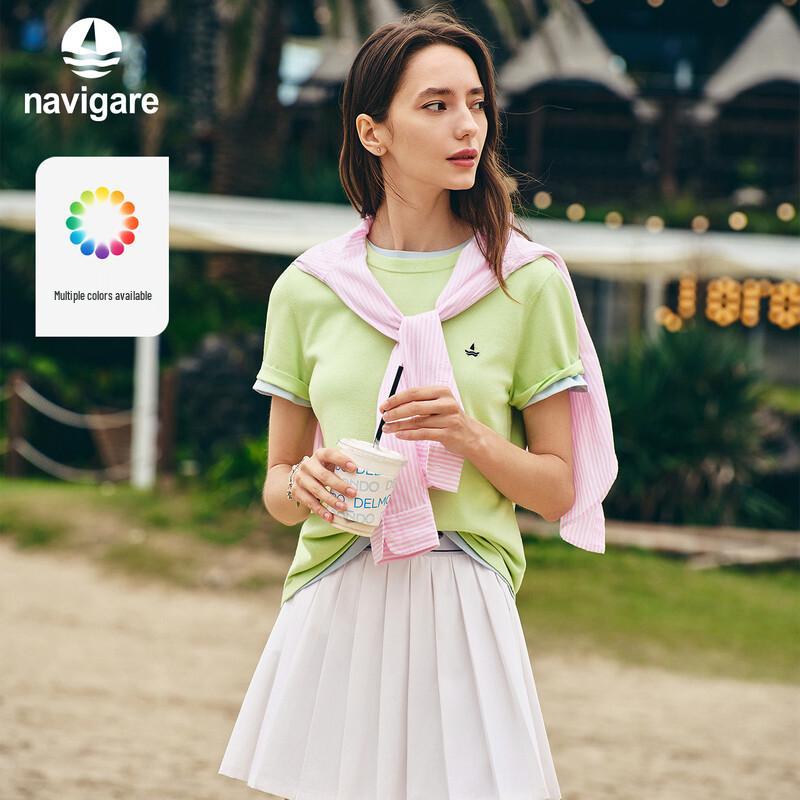 Navigare Women's Basic Short Sleeve Knit T-Shirt