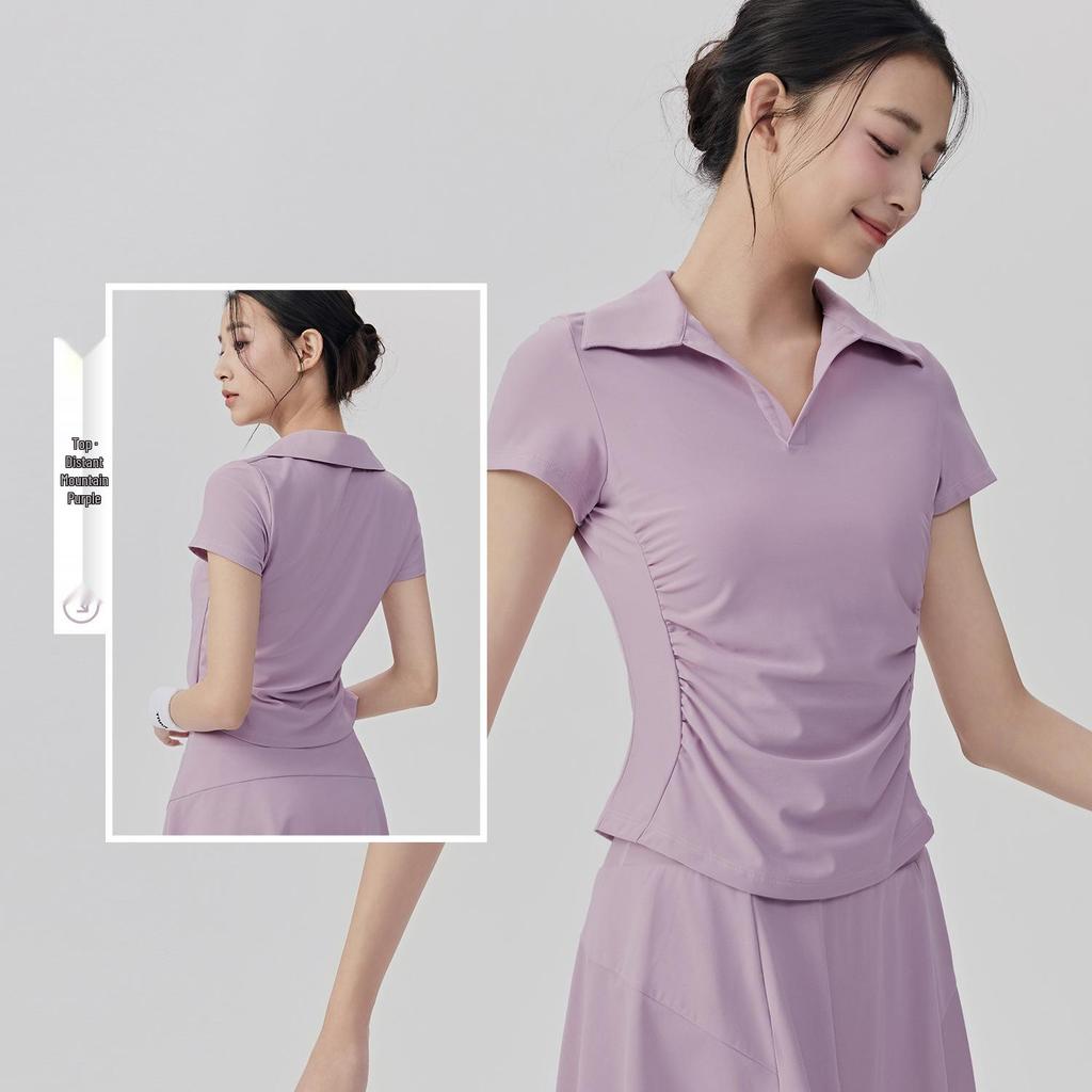 Women's Anti-Glare Tennis Skirt & Breathable Yoga Top Set: Slimming, Waist-Cinching, Casual Sportswear