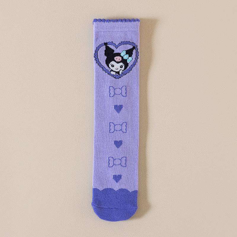 Girls Stockings Cartoon Cute Pink Purple Warm Breathable Comfortable Soft Spring Autumn Winter School Daily Wear