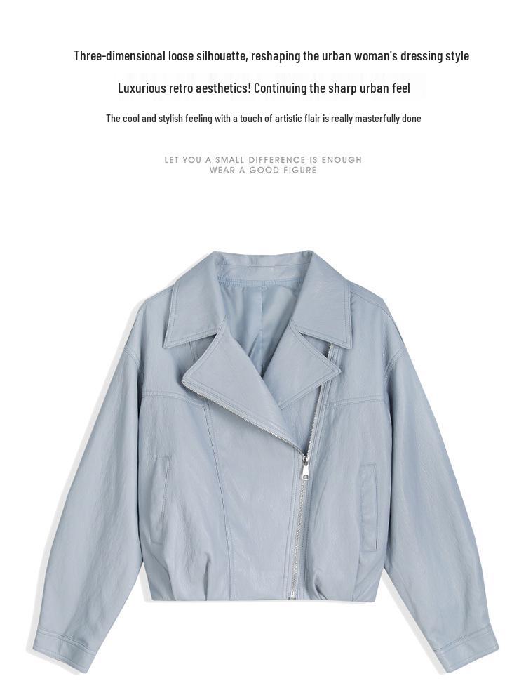 Women's Genuine Sheepskin Motorcycle Jacket - Spring/Autumn Fashion Lapel Style