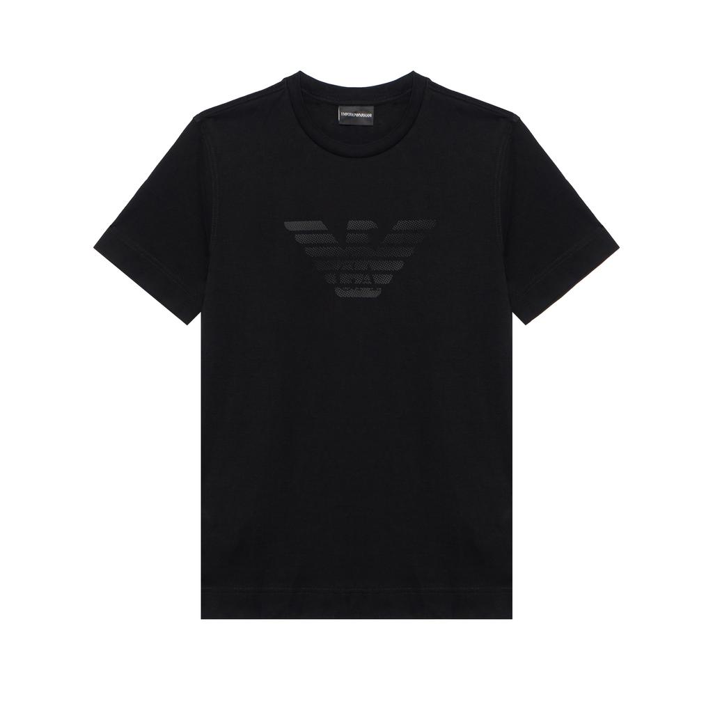 Emporio Armani Logo Print Solid Color Crew Neck Short Sleeve T-Shirt Men tops Black 3K1TE6-1JSHZ-0999