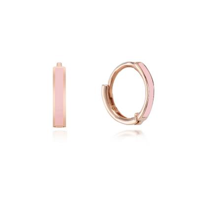 Epoxy Soft Pink 8mm One-Touch 14k Gold Earrings LOFL4068G
