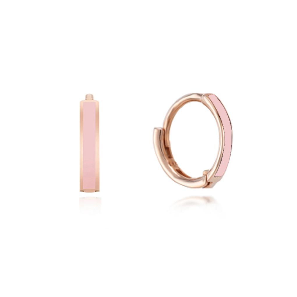 LLOYD Epoxy Soft Pink 8mm One-Touch 14k Gold Earrings LOFL4068G