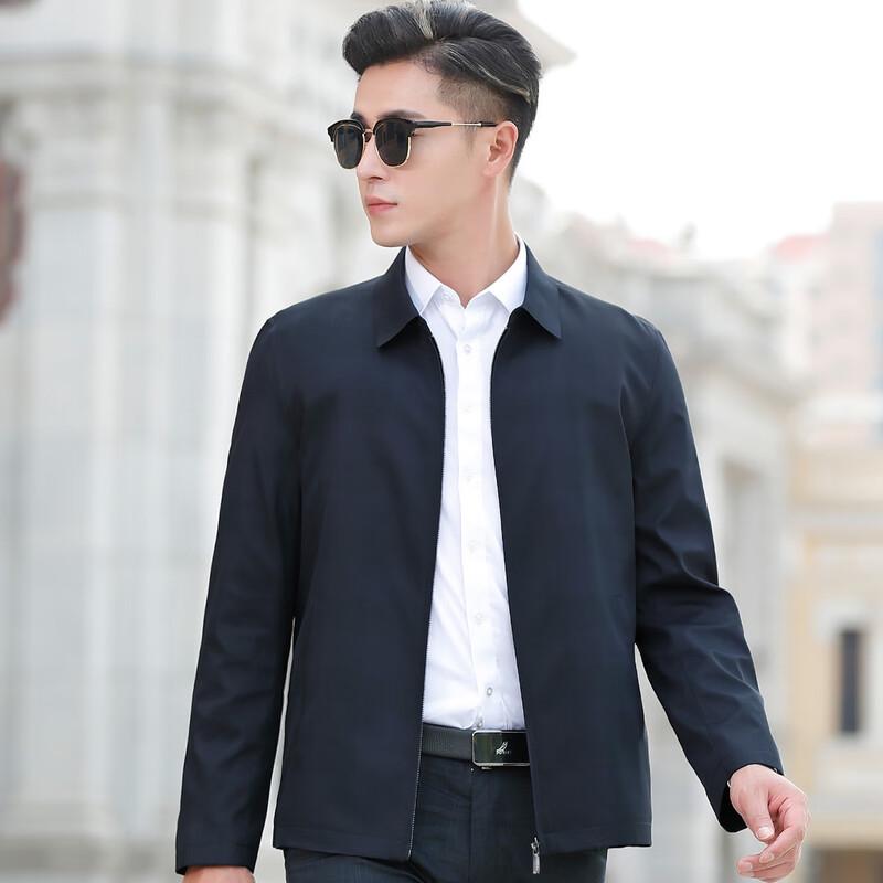 FORTEI Men's Business Casual Lightweight Windproof Lapel Jacket