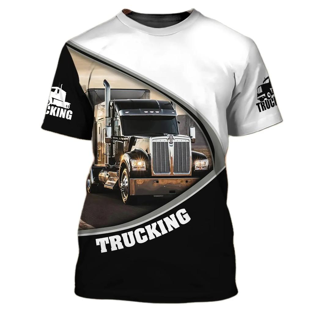 Camion Stampa 3D T Shirt Uomo Estate O-collo Manica Corta Oversize Top Casual Tee Allentato Streetwear Unisex Harajaku
