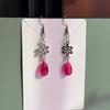 1Pairs Vintage Silver Dangle Earrings Hollow Butterfly Emerald Green Gem For Party Daily Wear Vacation