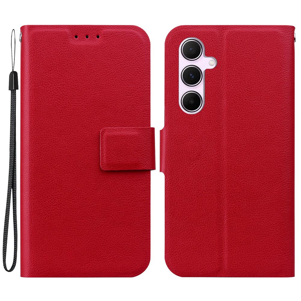 

For Samsung Galaxy A55 5G Case Ultra-Thin PU Leather+TPU Phone Cover with Card Slot Red