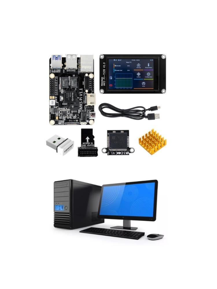 MKS PI V1.1 Control Card Controller 64bits SOC-onboard PI-TS35 Display Klipper Screen for  3D Printer Motherboard