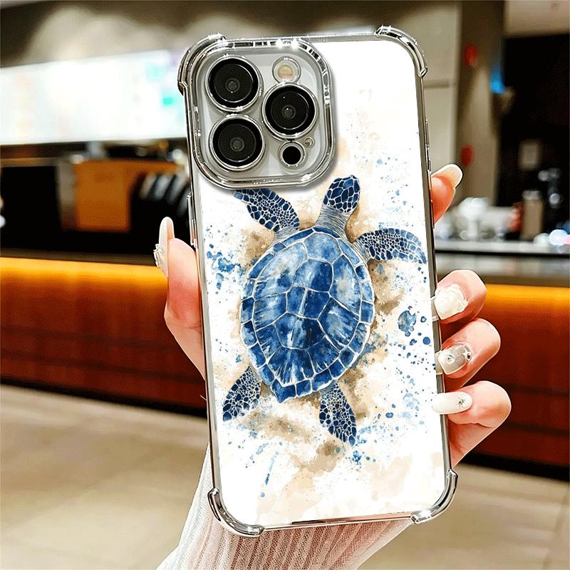 

Sea Turtle Art Aesthetics Soft Phone Case For iPhone 15 16 17 Air 14 Pro Max 16E Plus 13 12 Mini Plating Anti-Fall Fundas iPhone 15 Pro Max