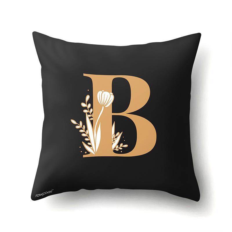 Polyester Kissenbezug Autodekoration Zuhause 26 Englische Buchstaben Gedruckt Taillenkissen Sofakissenbezug