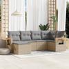 Vidaxl 6-Cz. Set di Mobili da Giardino con Cuscini, Beige, Polyrattan