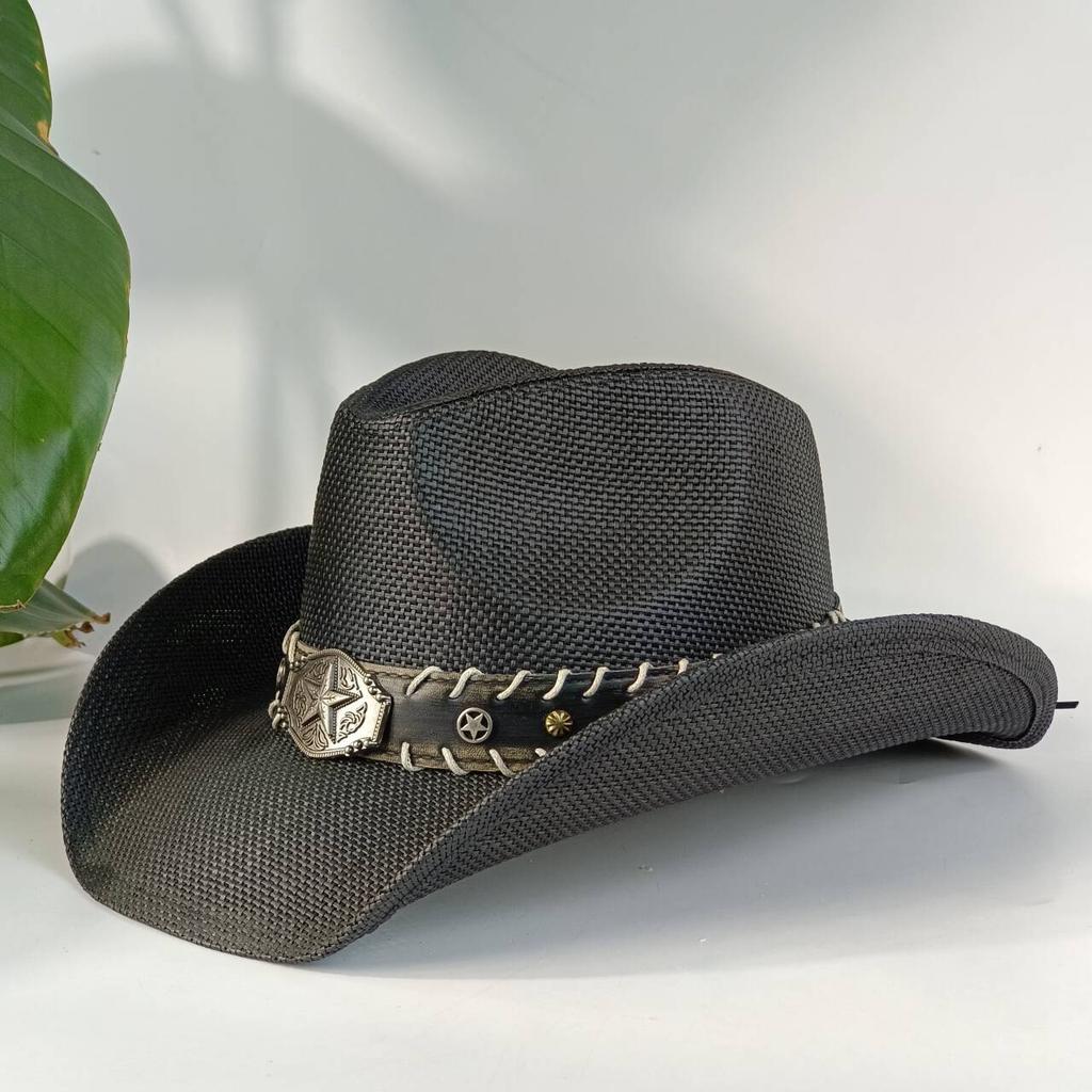 Western Cowboy Embroidered Straw Hat with Accessories Unisex Suitable for Rodeo Performances and Cowgirl Attire Gorro Cowboy