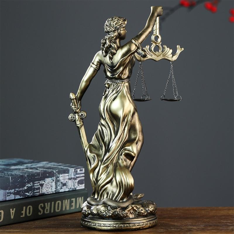 Escultura Diosa de la Justicia Dama de la Ley Vendada Figura de Resina Mujer de la Equidad Estatua con Balanza para Decoración de Abogados Regalo