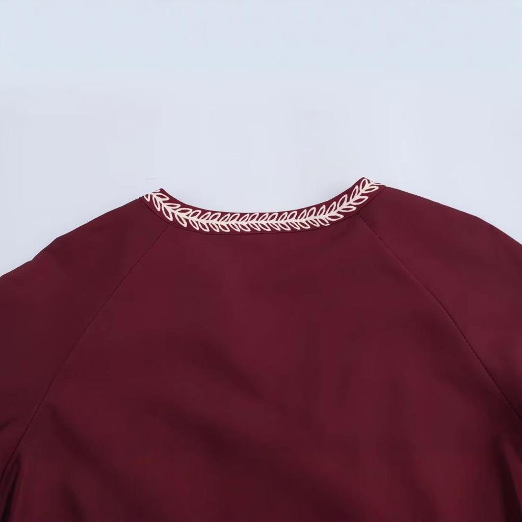 Spring 2025 Women's European & American Style V-neck Printed Long Sleeve Shirt