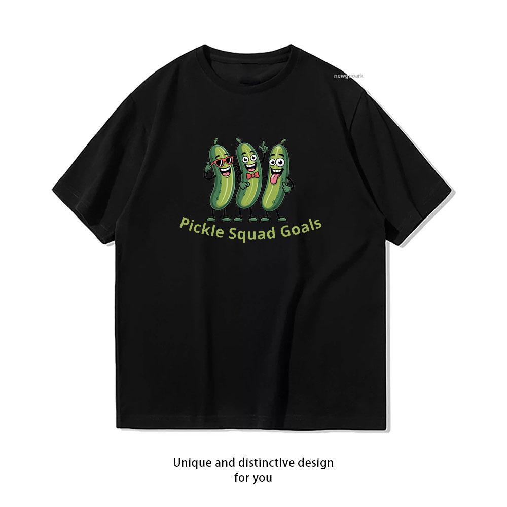 Pickle Squad Goals Funny Cute Pickle Friends Cartoon Classic TShirt Women Unisex Casual cotton printed t shirts S
