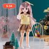 30CM Mini Movable 23Jointed Doll Girls Toy 3D Big Eyes BJD Princess Full Outfits Dresses Collection Childrens Doll Gift