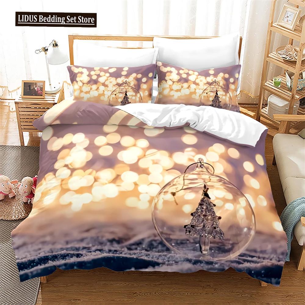 Weihnachts-Bettbezug-Set King Queen Full Size Winterthema Schneemann-Muster Polyester Bettdeckenbezug für Kind Festivalgeschenk