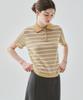 Deuloupisumeon Cotton Striped Short Sleeve Collared Knit [Ivory]
