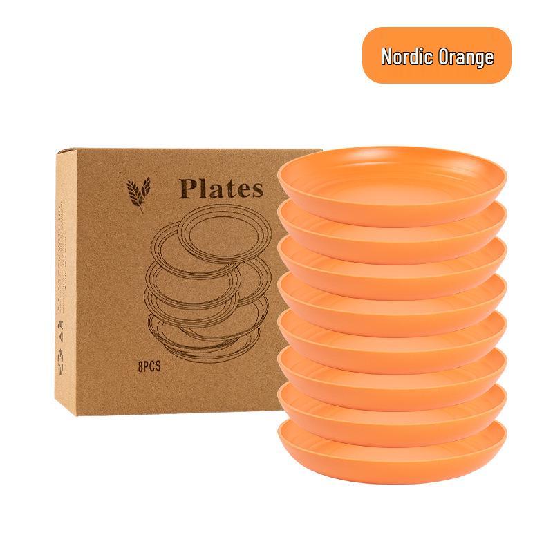 Cross-border Plastic Tableware Set: Plates, Bowls, Cups, Vomit Bowls, 24-Piece for Home Use.