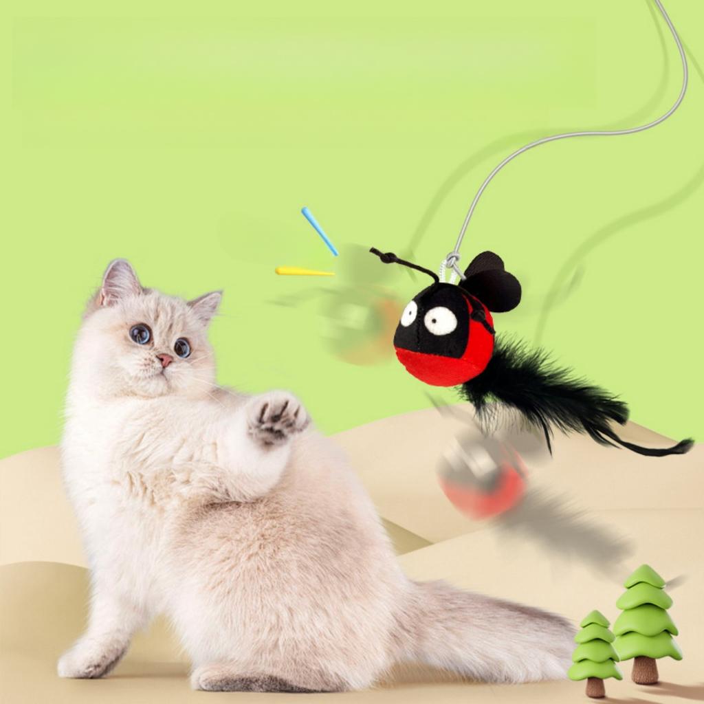 Pet Plush Sounding Toy Hanging Plush Ball Simulation Insect Creative Cat Toy Bite-resistant