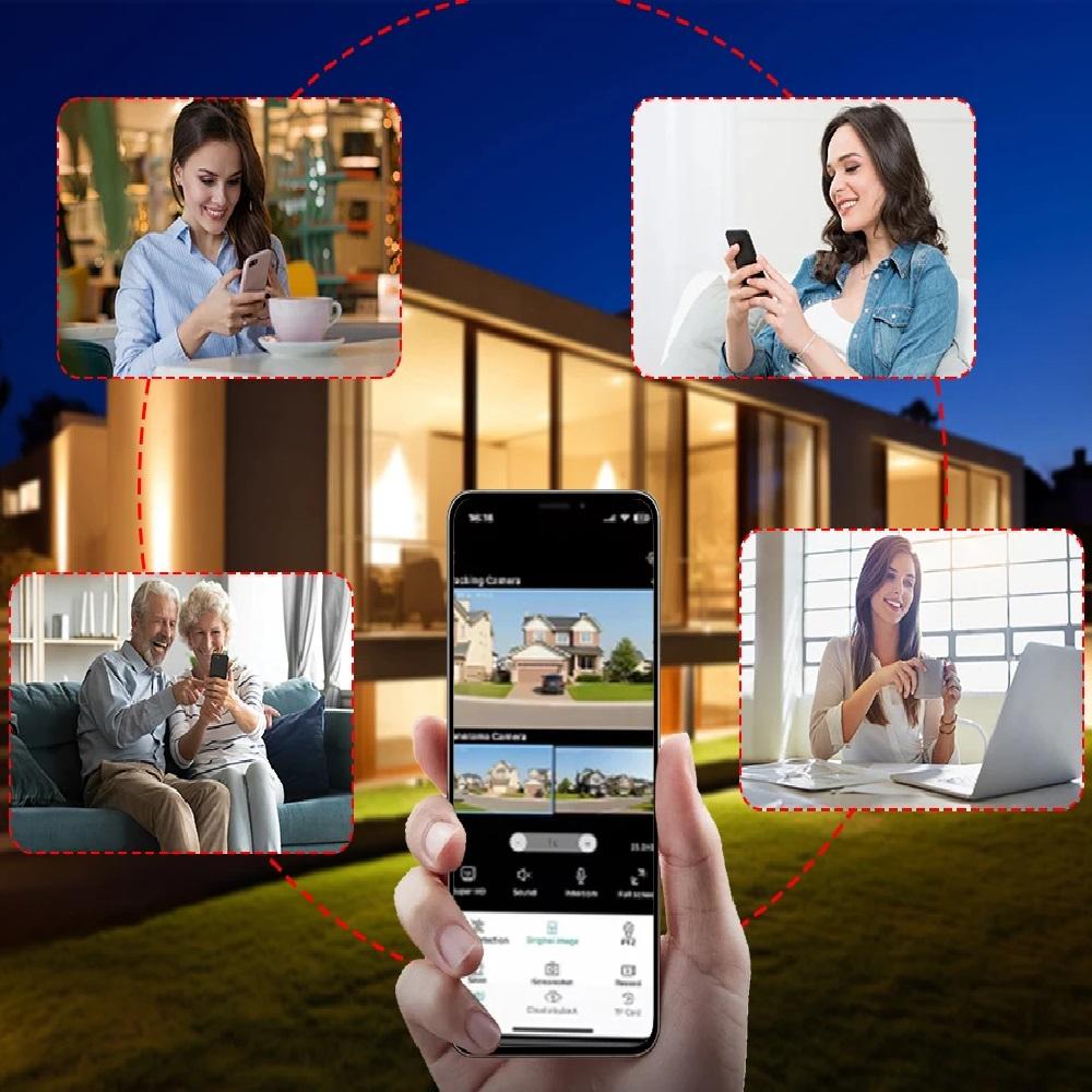 Three-lens Surveillance Camera Outdoor HD Night Vision Full Color Solar Camera