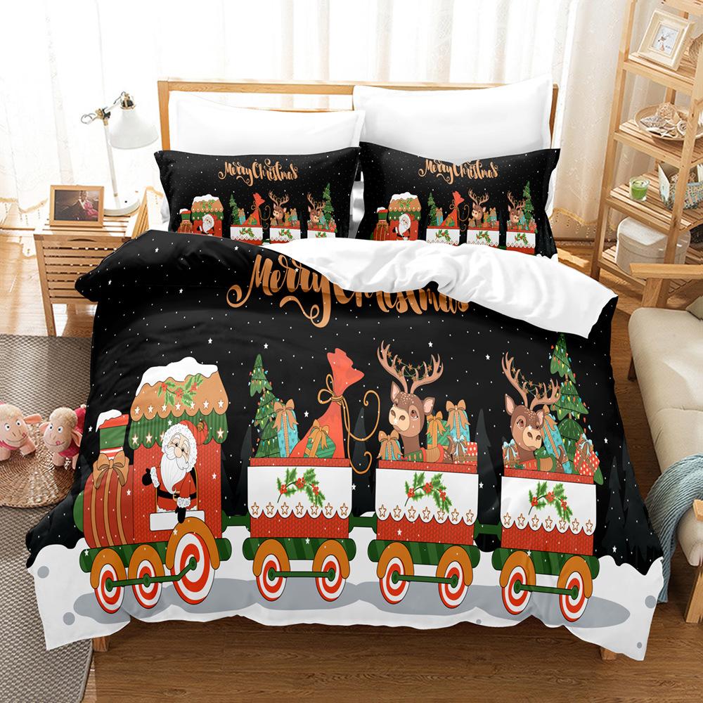 3D Digital Printing Three-Piece Set, Christmas Bedding Kit, Christmas Elk Series