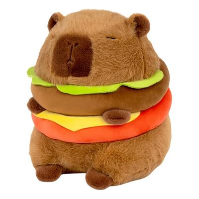 1 PCS Capivara Hambúrguer de Pelúcia Capivara Bonito Animal de Pelúcia Travesseiro de Pelúcia Brinquedo de Hambúrguer Macio Comida Brinquedos de Pelúcia Boneca
