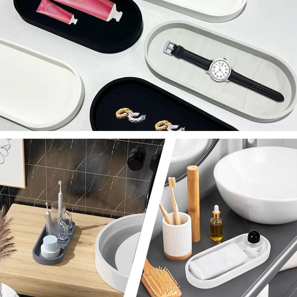 Oval Silicone Storage Tray Shatterproof Thickened Soap Tray Waterproof Jewelry Storage Box