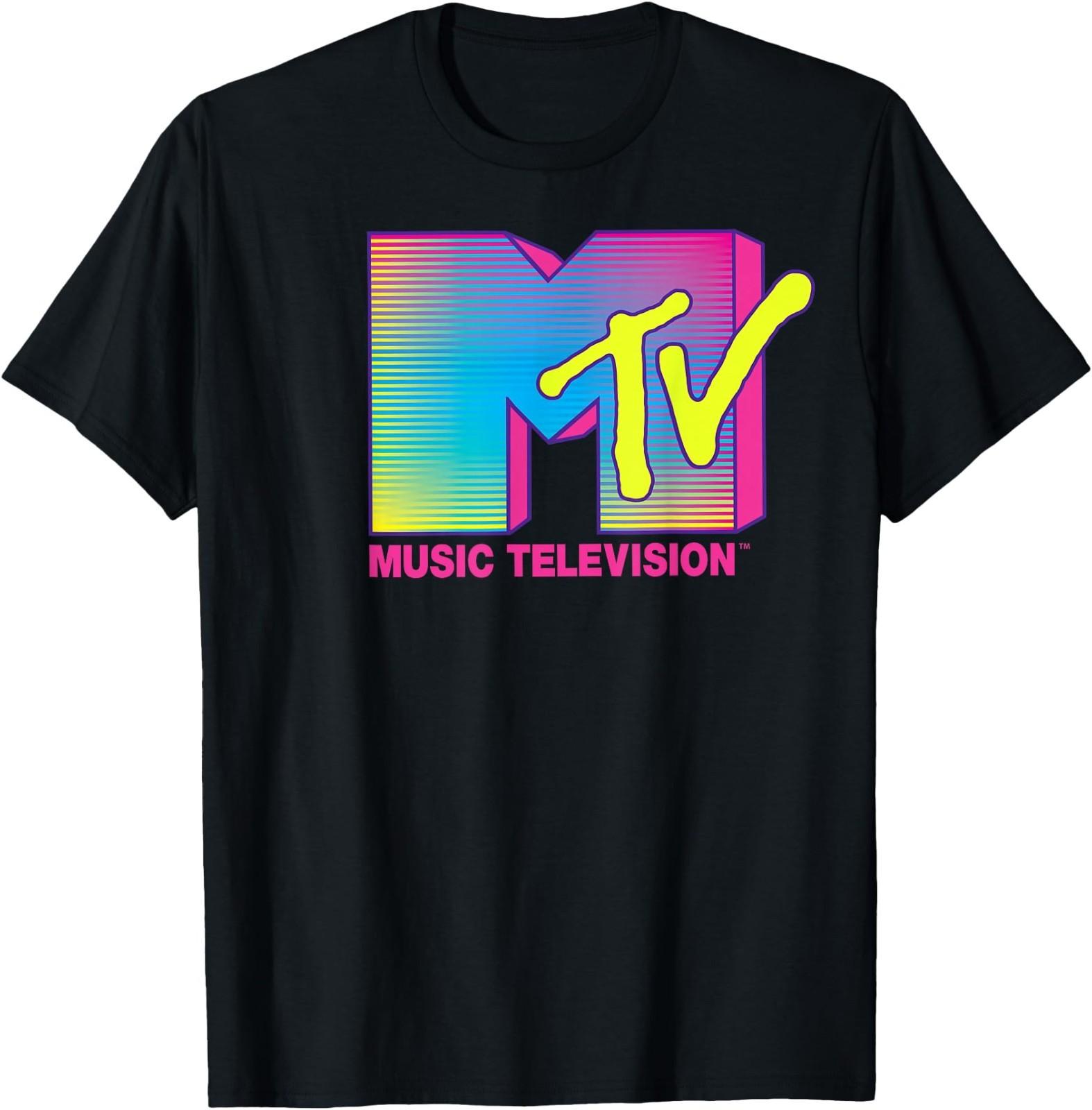 Футболка с логотипом MTV, флуоресцентные цвета, ретро-дизайн 4XL